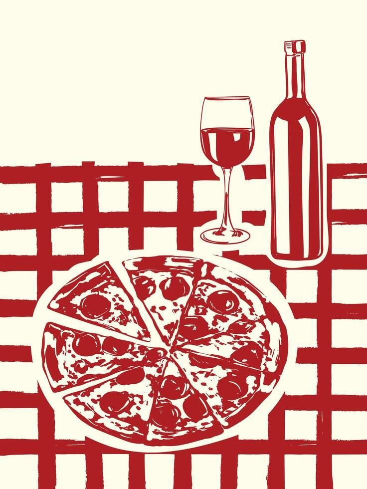 Pizza and Wine Poster